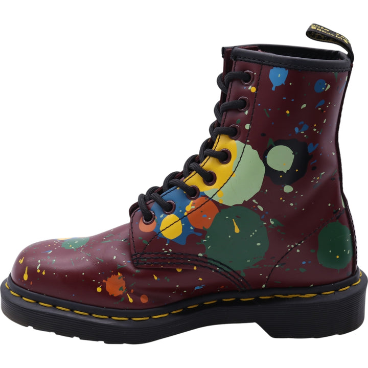 Dr. Martens SPLATTER Paint 8 Hole Boots 4 Women's 22.5cm genuine leather red type Vintage Second Hand