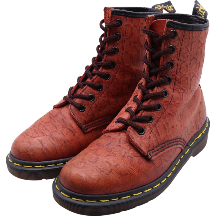 Dr. Martens All-over print 8-hole boots Made in England 5 Women's 24.0cm leather orange type Vintage Second Hand