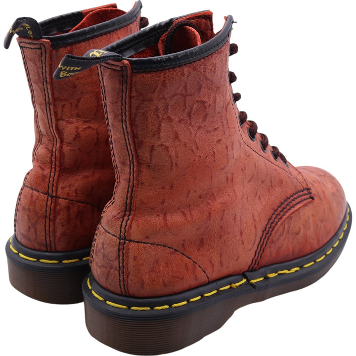 Dr. Martens All-over print 8-hole boots Made in England 5 Women's 24.0cm leather orange type Vintage Second Hand