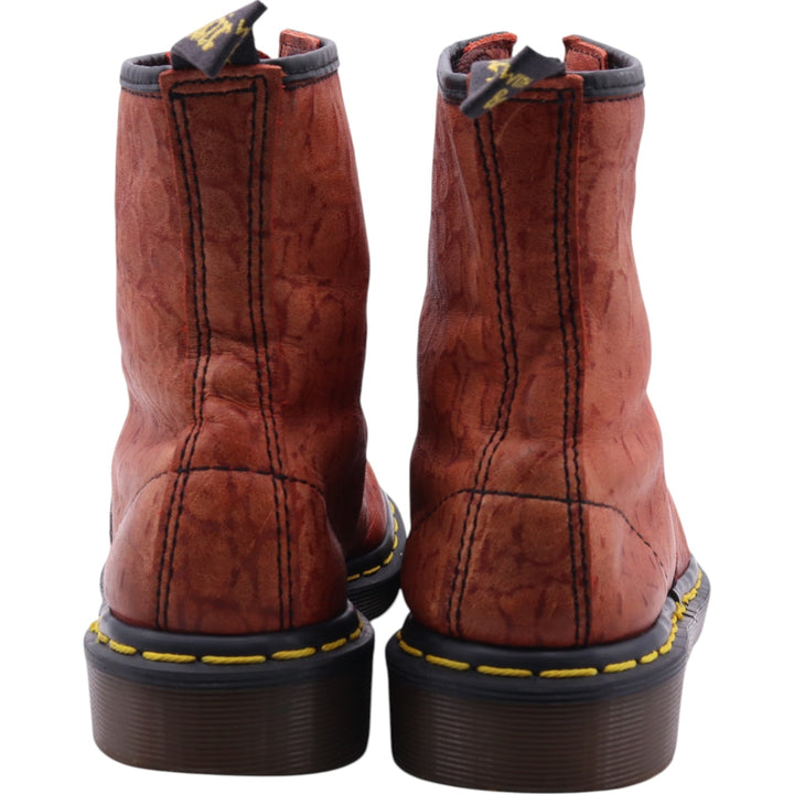 Dr. Martens All-over print 8-hole boots Made in England 5 Women's 24.0cm leather orange type Vintage Second Hand