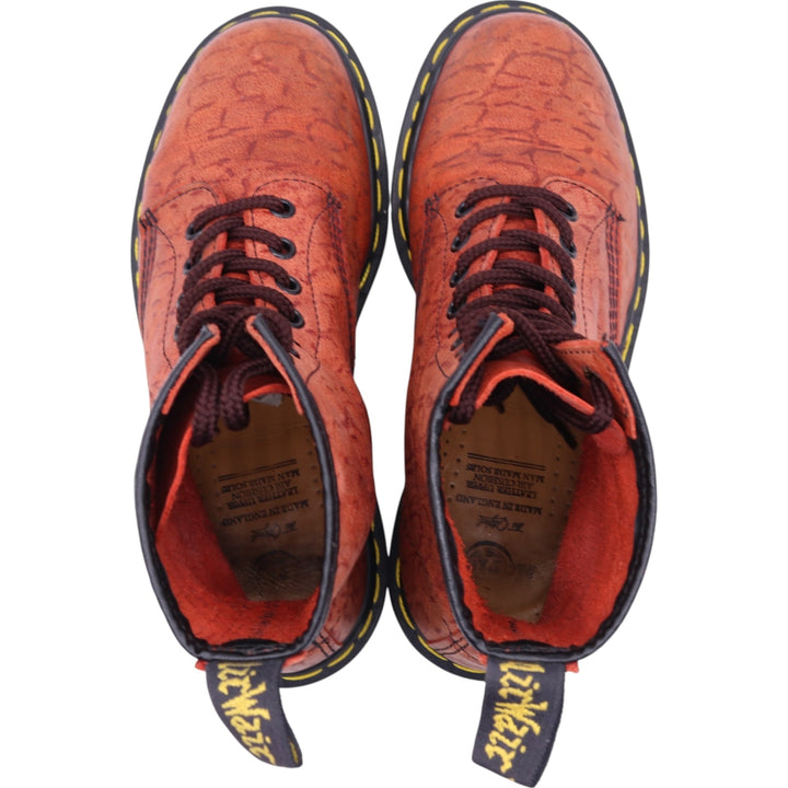 Dr. Martens All-over print 8-hole boots Made in England 5 Women's 24.0cm leather orange type Vintage Second Hand