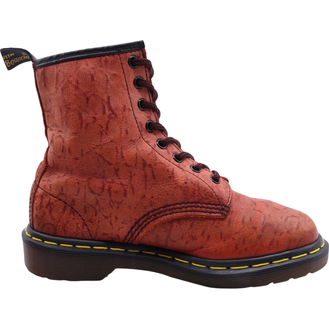 Dr. Martens All-over print 8-hole boots Made in England 5 Women's 24.0cm leather orange type Vintage Second Hand