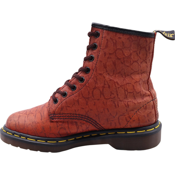 Dr. Martens All-over print 8-hole boots Made in England 5 Women's 24.0cm leather orange type Vintage Second Hand