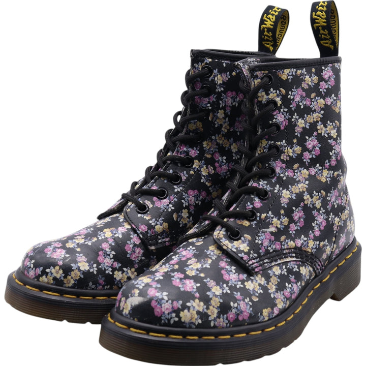 Dr. Martens floral print 8-hole boots Women's 23.0cm genuine leather pink type Vintage Second Hand
