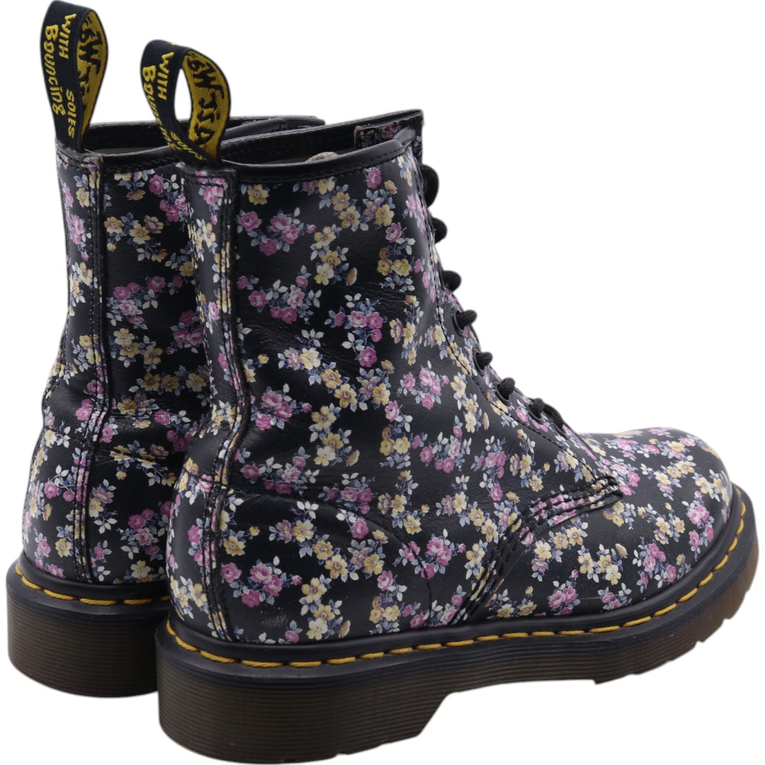 Dr. Martens floral print 8-hole boots Women's 23.0cm genuine leather pink type Vintage Second Hand