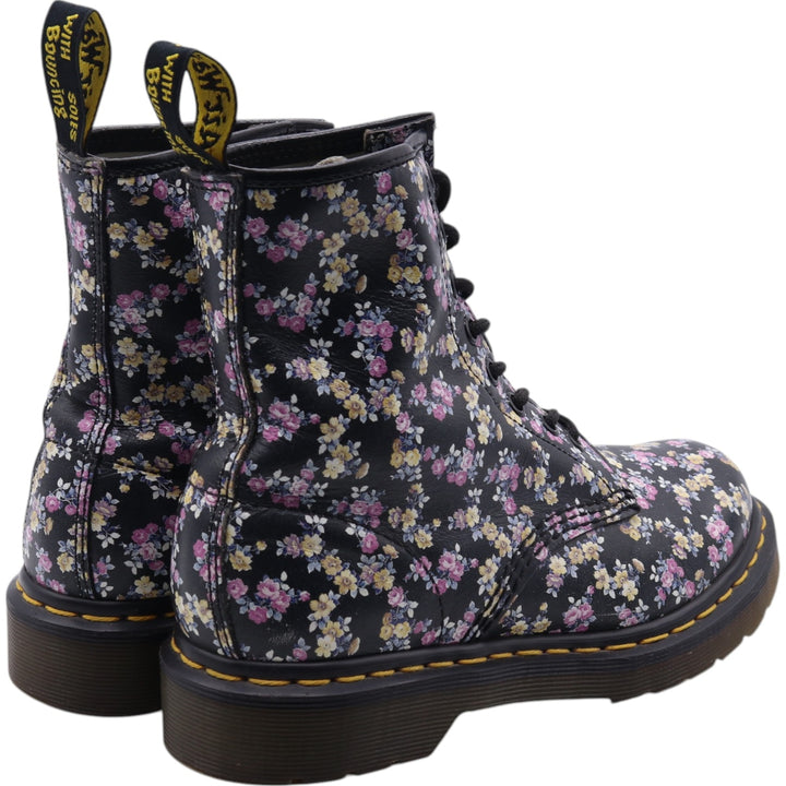 Dr. Martens floral print 8-hole boots Women's 23.0cm genuine leather pink type Vintage Second Hand