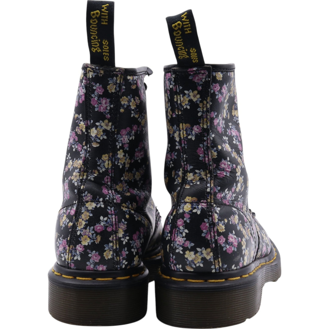 Dr. Martens floral print 8-hole boots Women's 23.0cm genuine leather pink type Vintage Second Hand