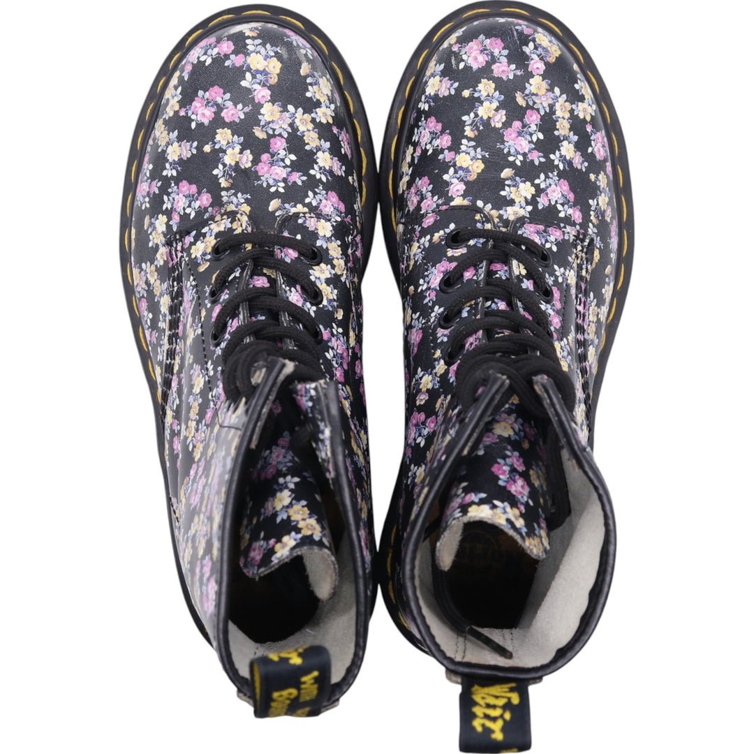 Dr. Martens floral print 8-hole boots Women's 23.0cm genuine leather pink type Vintage Second Hand