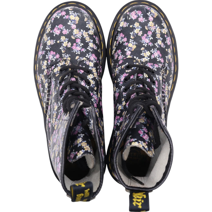 Dr. Martens floral print 8-hole boots Women's 23.0cm genuine leather pink type Vintage Second Hand