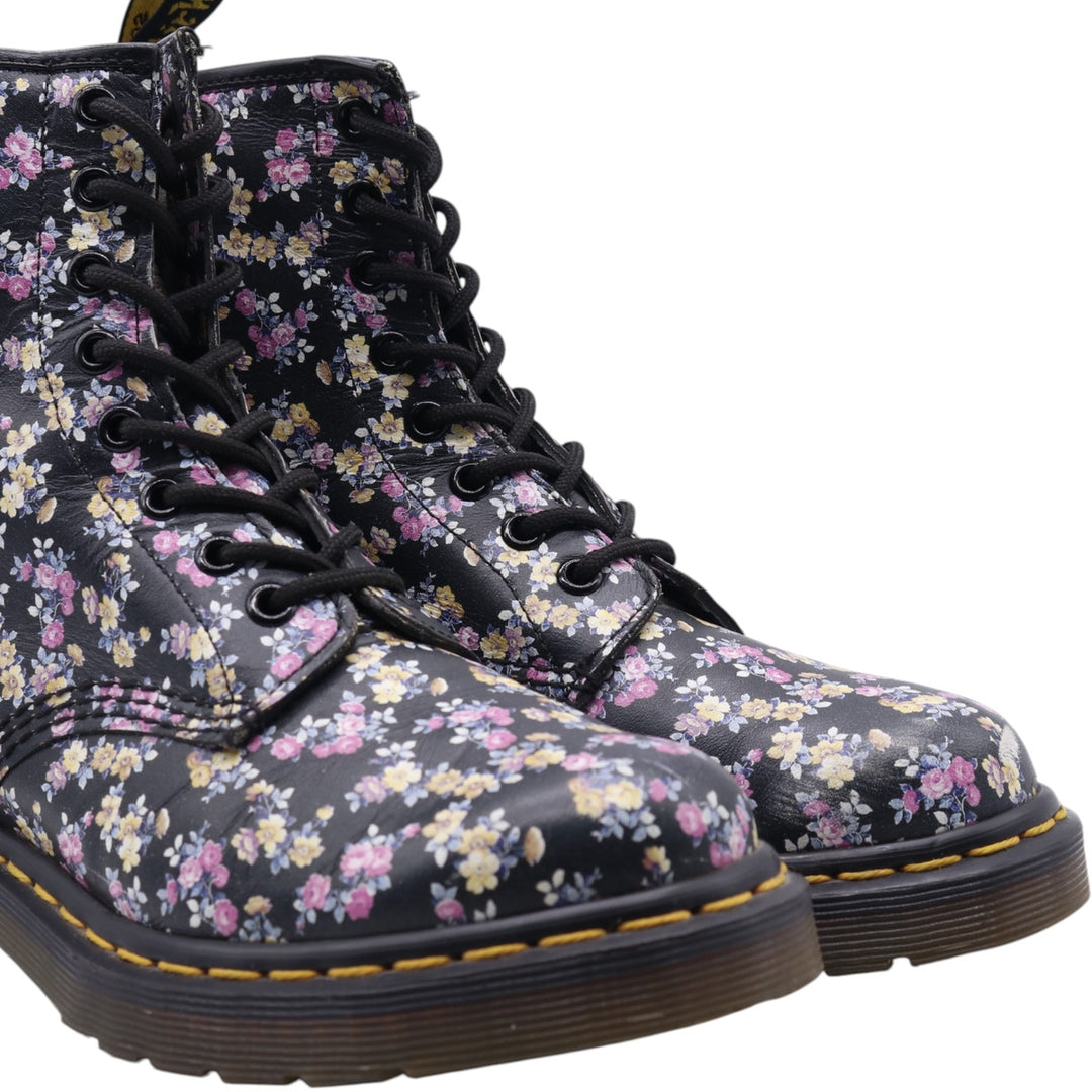 Dr. Martens floral print 8-hole boots Women's 23.0cm genuine leather pink type Vintage Second Hand