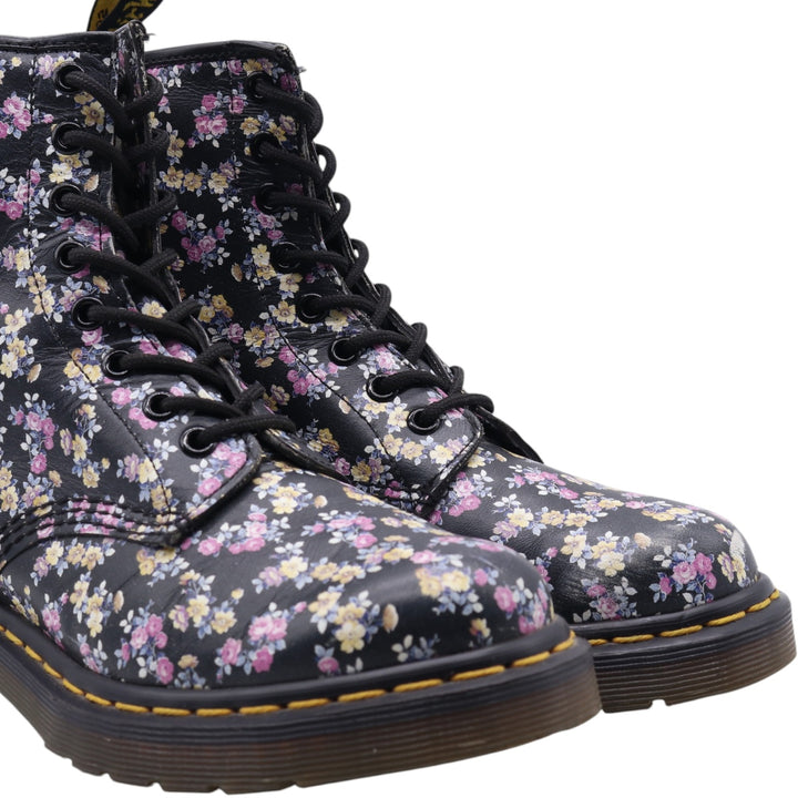 Dr. Martens floral print 8-hole boots Women's 23.0cm genuine leather pink type Vintage Second Hand