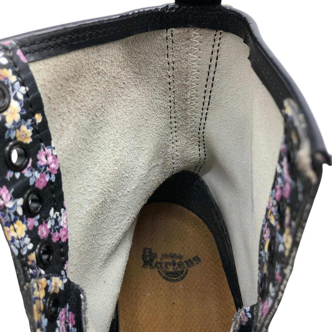 Dr. Martens floral print 8-hole boots Women's 23.0cm genuine leather pink type Vintage Second Hand