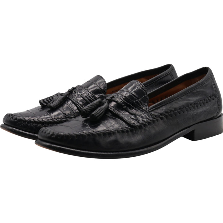 Florsheim Crocodile Embossed Tassel Loafers 9D Men's 27.0cm genuine leather black type Vintage Second Hand