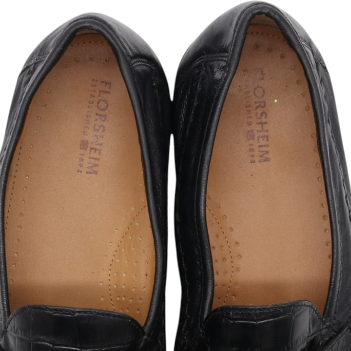 Florsheim Crocodile Embossed Tassel Loafers 9D Men's 27.0cm genuine leather black type Vintage Second Hand