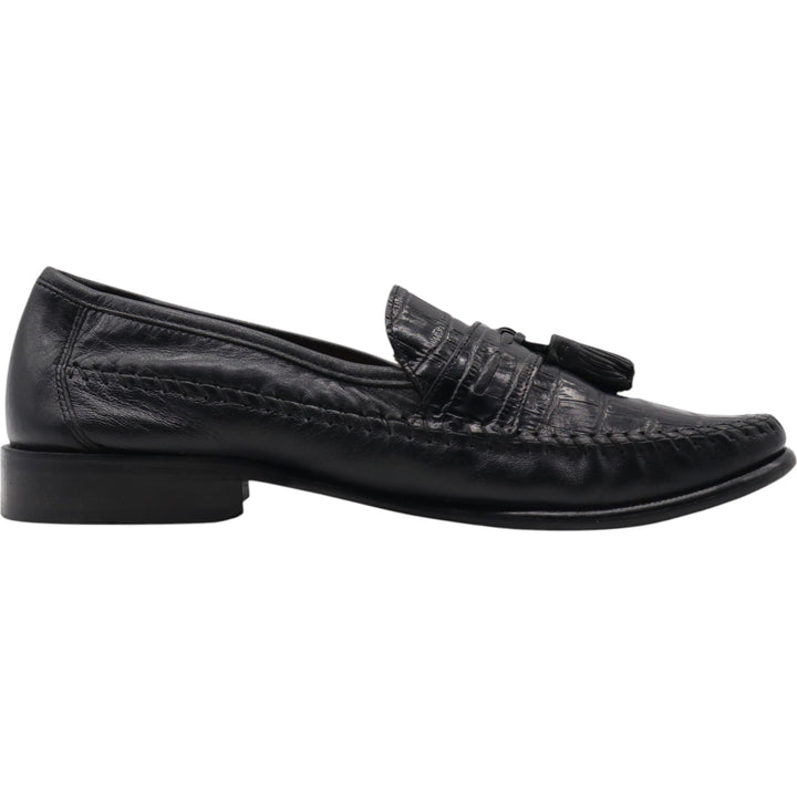 Florsheim Crocodile Embossed Tassel Loafers 9D Men's 27.0cm genuine leather black type Vintage Second Hand