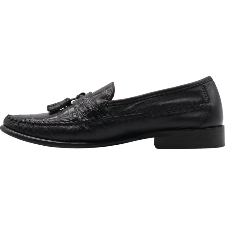 Florsheim Crocodile Embossed Tassel Loafers 9D Men's 27.0cm genuine leather black type Vintage Second Hand