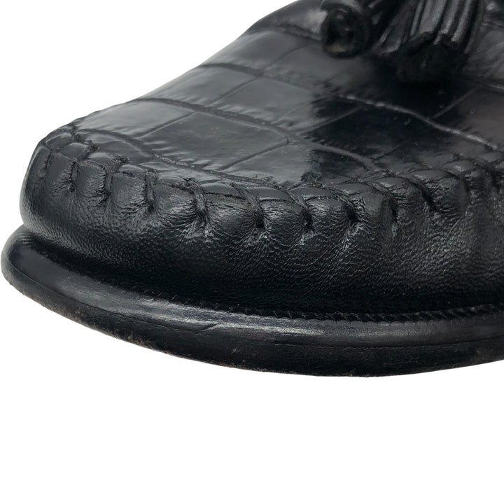 Florsheim Crocodile Embossed Tassel Loafers 9D Men's 27.0cm genuine leather black type Vintage Second Hand