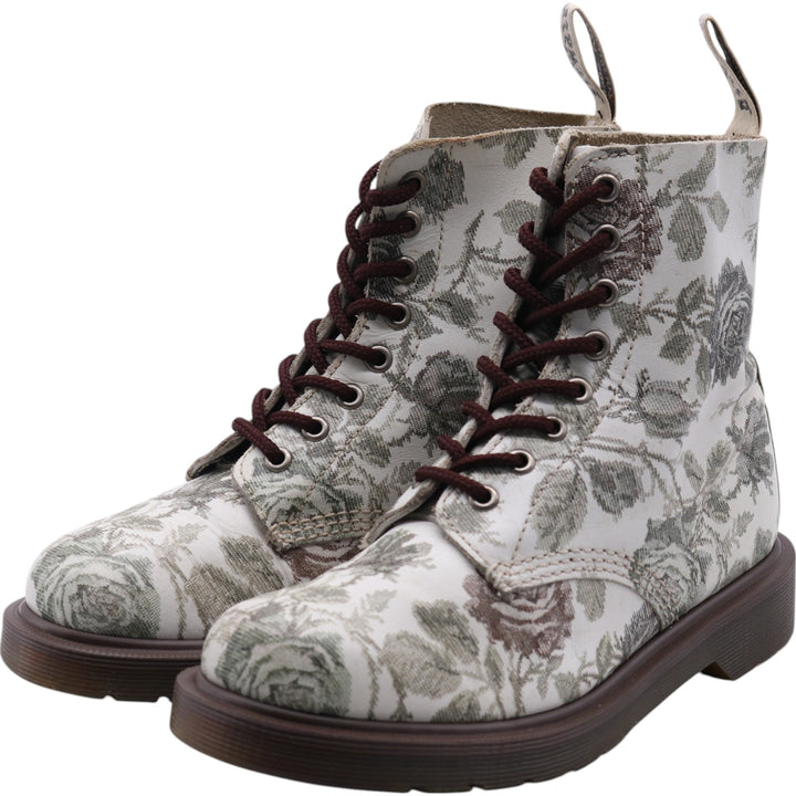 Dr. Martens floral print 8-hole boots Women's 24.0cm genuine leather white type Vintage Second Hand