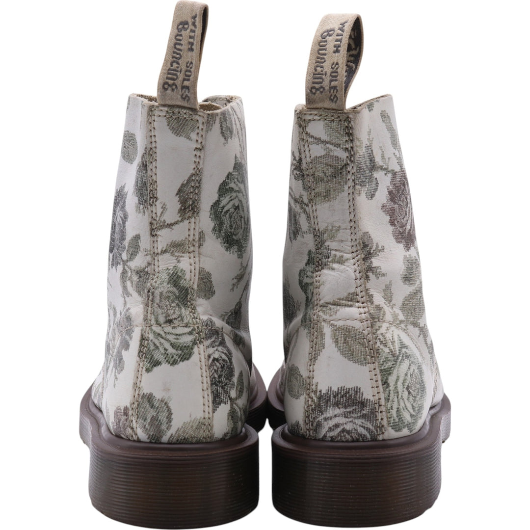 Dr. Martens floral print 8-hole boots Women's 24.0cm genuine leather white type Vintage Second Hand