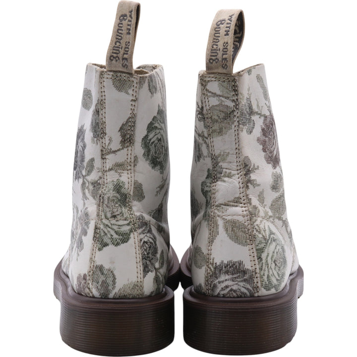 Dr. Martens floral print 8-hole boots Women's 24.0cm genuine leather white type Vintage Second Hand