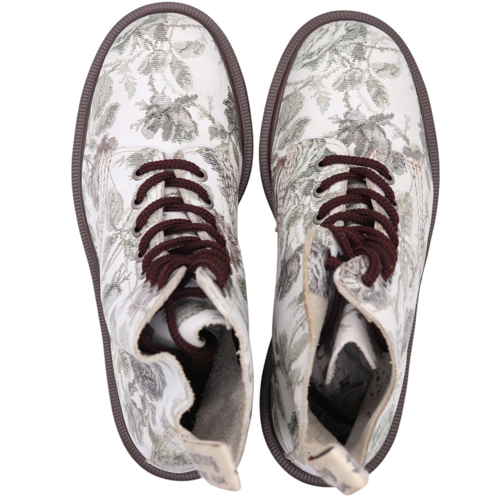 Dr. Martens floral print 8-hole boots Women's 24.0cm genuine leather white type Vintage Second Hand