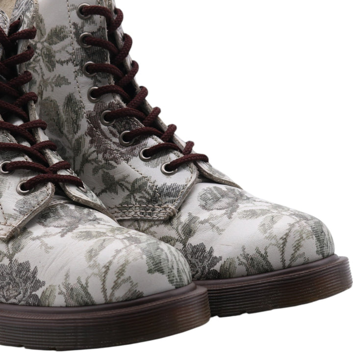Dr. Martens floral print 8-hole boots Women's 24.0cm genuine leather white type Vintage Second Hand