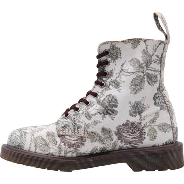 Dr. Martens floral print 8-hole boots Women's 24.0cm genuine leather white type Vintage Second Hand