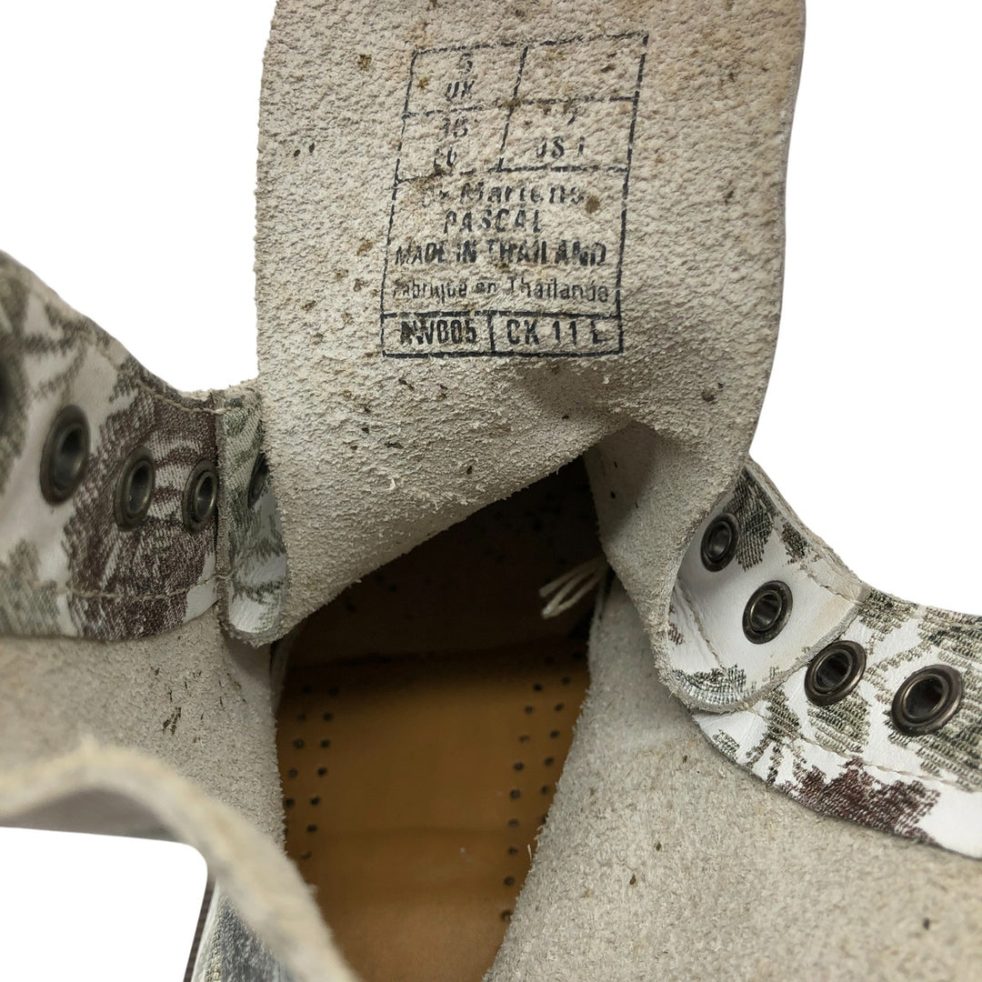 Dr. Martens floral print 8-hole boots Women's 24.0cm genuine leather white type Vintage Second Hand