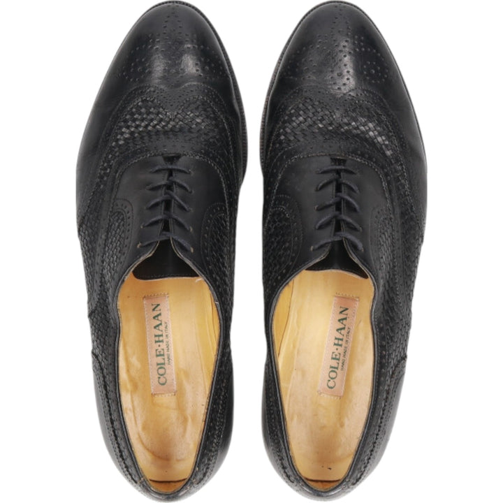 COLEHAAN Woven Wingtip Shoes Made in Italy 10D Men's 28.0cm genuine leather black type Vintage Second Hand