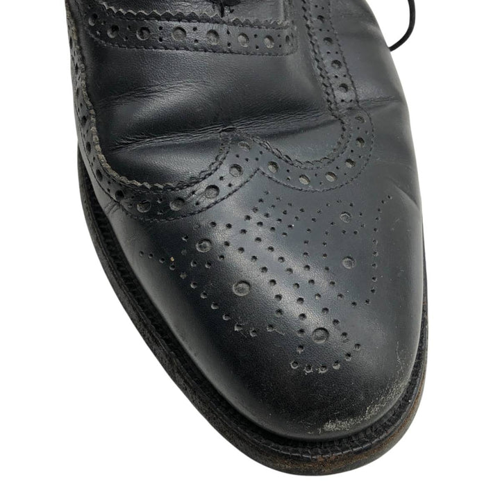 Crockett and Jones semi-brogue wingtip shoes, made in England, 7F Men's 25.5cm genuine leather black type Vintage Second Hand