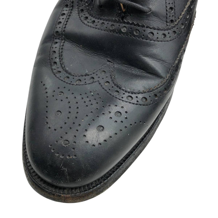 Crockett and Jones semi-brogue wingtip shoes, made in England, 7F Men's 25.5cm genuine leather black type Vintage Second Hand
