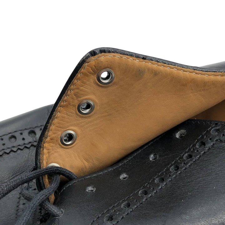 Crockett and Jones semi-brogue wingtip shoes, made in England, 7F Men's 25.5cm genuine leather black type Vintage Second Hand