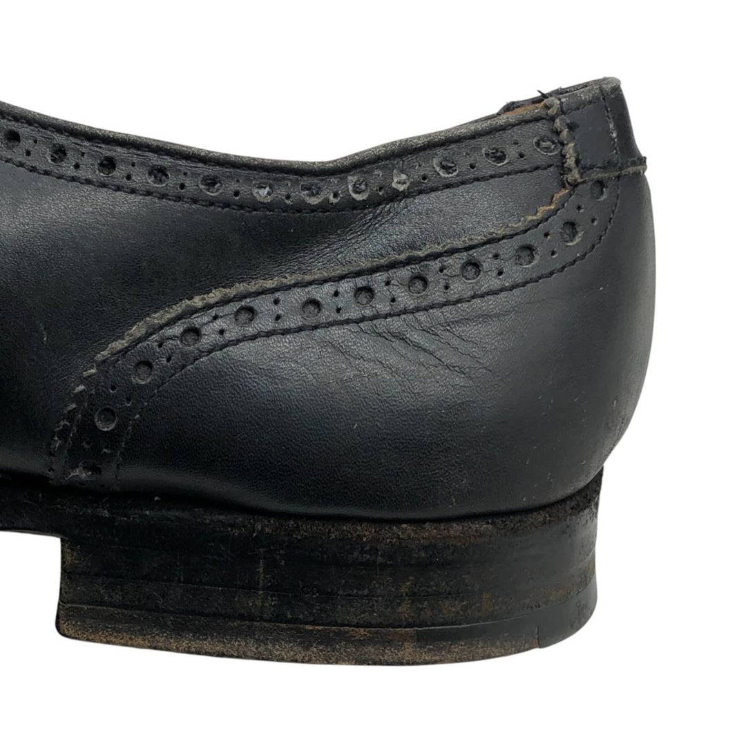 Crockett and Jones semi-brogue wingtip shoes, made in England, 7F Men's 25.5cm genuine leather black type Vintage Second Hand