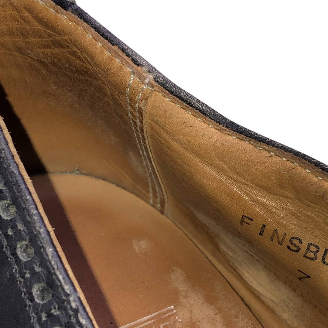 Crockett and Jones semi-brogue wingtip shoes, made in England, 7F Men's 25.5cm genuine leather black type Vintage Second Hand