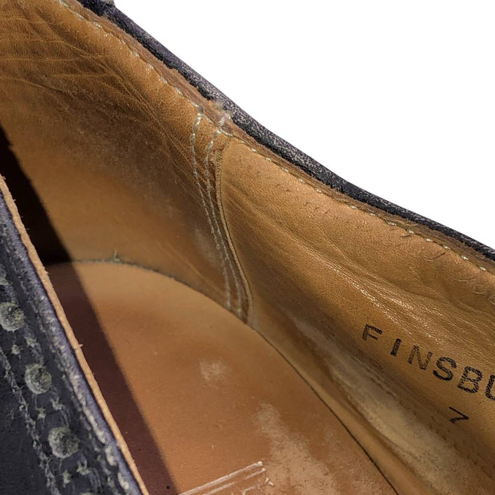 Crockett and Jones semi-brogue wingtip shoes, made in England, 7F Men's 25.5cm genuine leather black type Vintage Second Hand