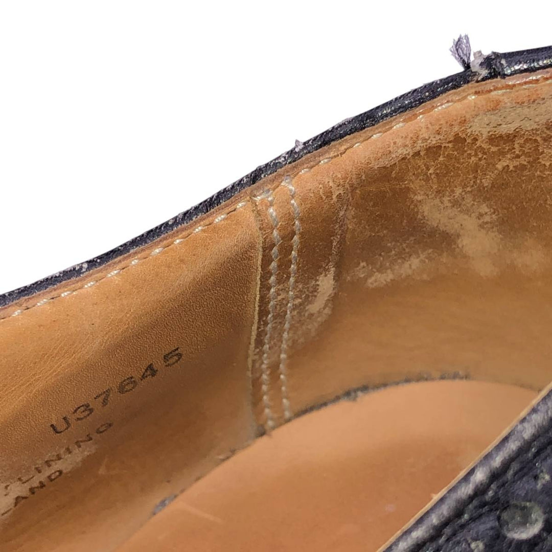 Crockett and Jones semi-brogue wingtip shoes, made in England, 7F Men's 25.5cm genuine leather black type Vintage Second Hand