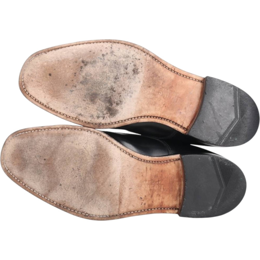 Loake Plain Toe Shoes, Size 8 1/2 Men's 27.0cm genuine leather black type Vintage Second Hand