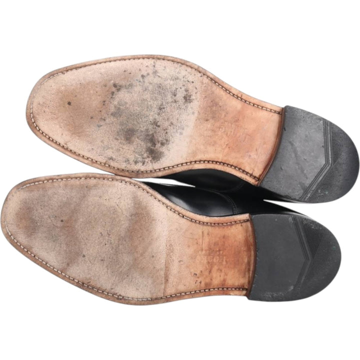 Loake Plain Toe Shoes, Size 8 1/2 Men's 27.0cm genuine leather black type Vintage Second Hand