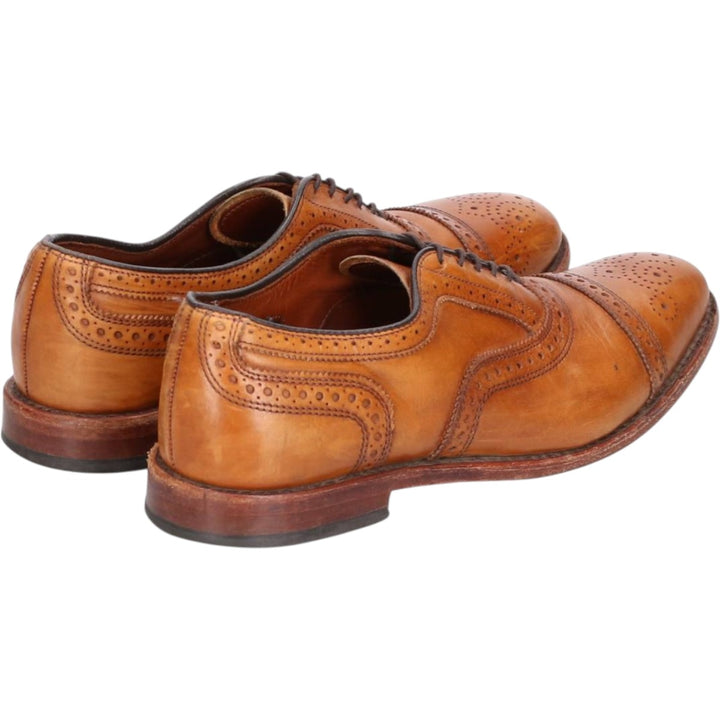 Allen Edmonds Strand Semi-Brogue Straight Tip Shoes, Made in USA, Size 9 B Men's 27.0cm genuine leather brown type Vintage Second Hand
