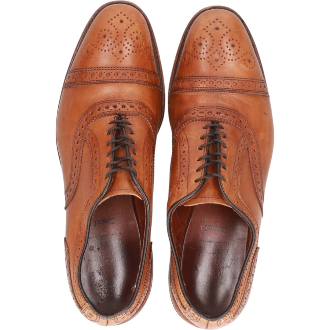 Allen Edmonds Strand Semi-Brogue Straight Tip Shoes, Made in USA, Size 9 B Men's 27.0cm genuine leather brown type Vintage Second Hand