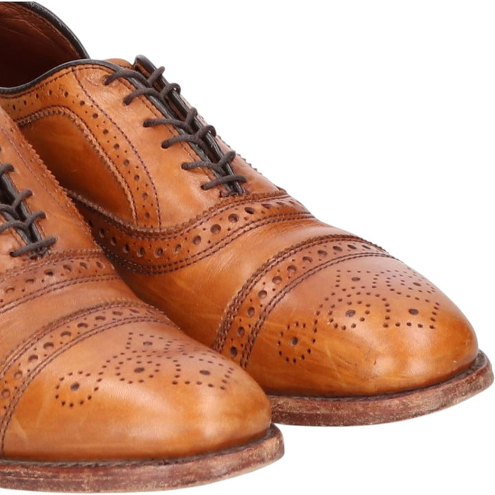 Allen Edmonds Strand Semi-Brogue Straight Tip Shoes, Made in USA, Size 9 B Men's 27.0cm genuine leather brown type Vintage Second Hand