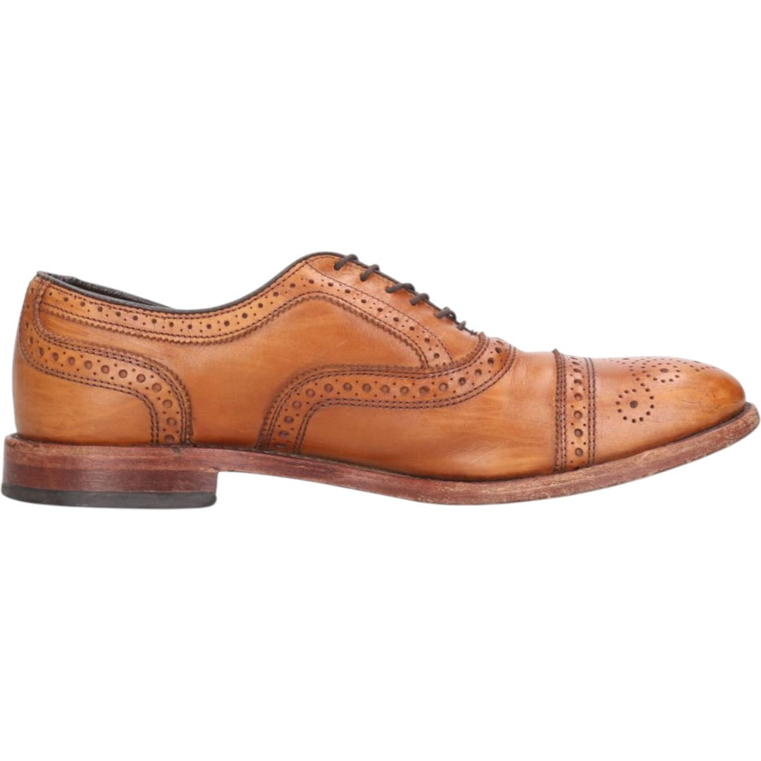 Allen Edmonds Strand Semi-Brogue Straight Tip Shoes, Made in USA, Size 9 B Men's 27.0cm genuine leather brown type Vintage Second Hand