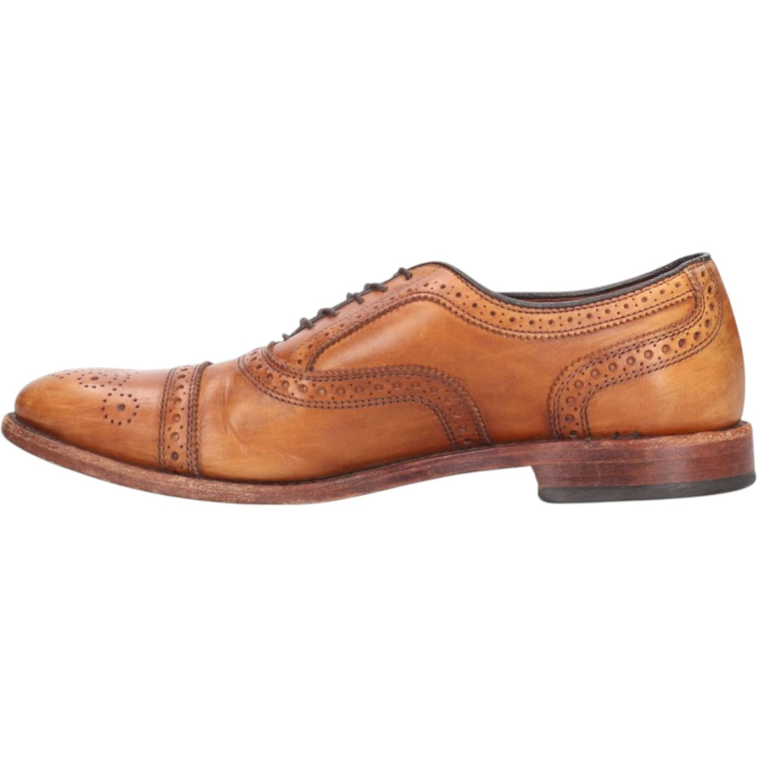 Allen Edmonds Strand Semi-Brogue Straight Tip Shoes, Made in USA, Size 9 B Men's 27.0cm genuine leather brown type Vintage Second Hand