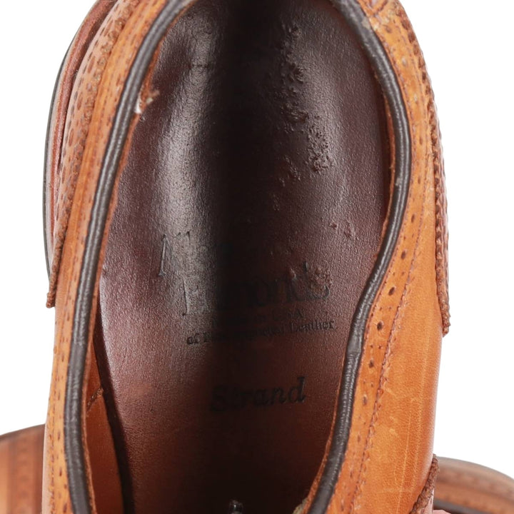 Allen Edmonds Strand Semi-Brogue Straight Tip Shoes, Made in USA, Size 9 B Men's 27.0cm genuine leather brown type Vintage Second Hand