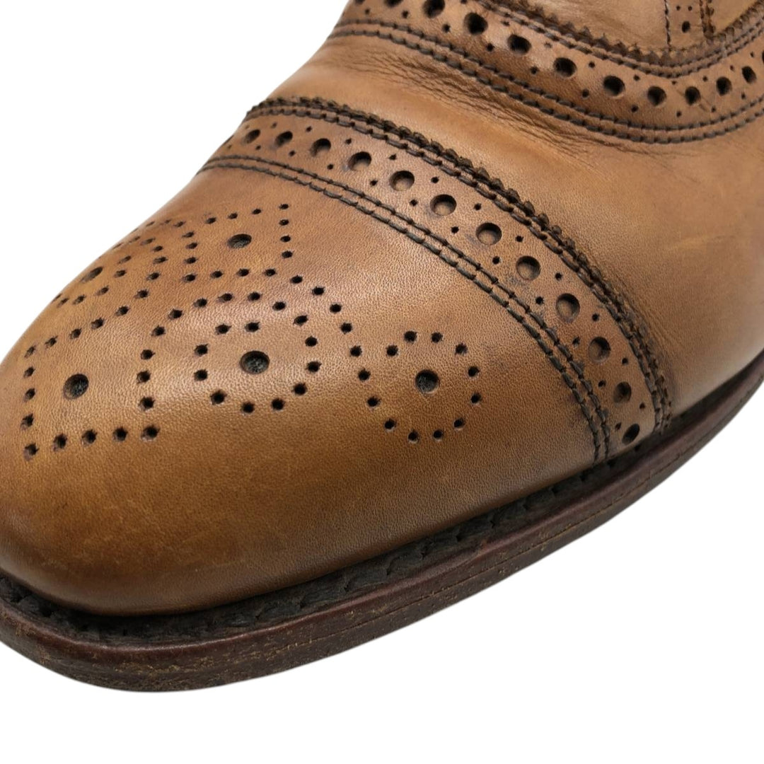 Allen Edmonds Strand Semi-Brogue Straight Tip Shoes, Made in USA, Size 9 B Men's 27.0cm genuine leather brown type Vintage Second Hand