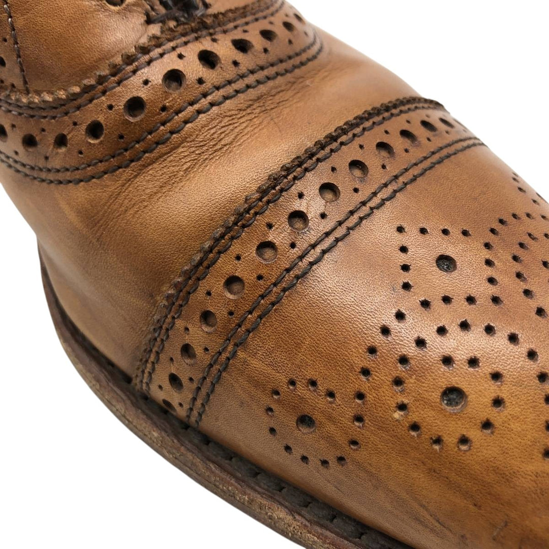 Allen Edmonds Strand Semi-Brogue Straight Tip Shoes, Made in USA, Size 9 B Men's 27.0cm genuine leather brown type Vintage Second Hand