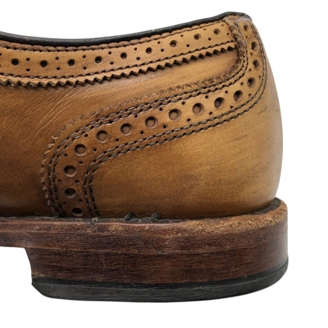 Allen Edmonds Strand Semi-Brogue Straight Tip Shoes, Made in USA, Size 9 B Men's 27.0cm genuine leather brown type Vintage Second Hand