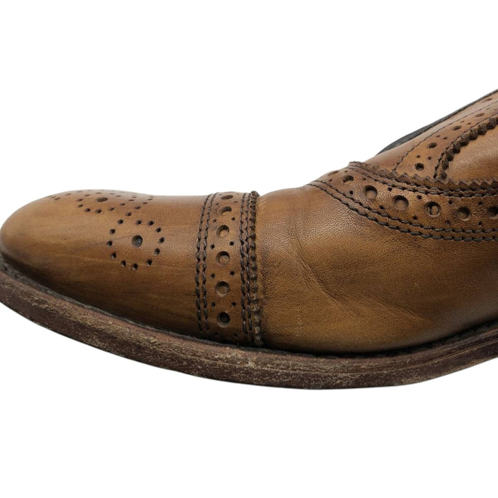 Allen Edmonds Strand Semi-Brogue Straight Tip Shoes, Made in USA, Size 9 B Men's 27.0cm genuine leather brown type Vintage Second Hand