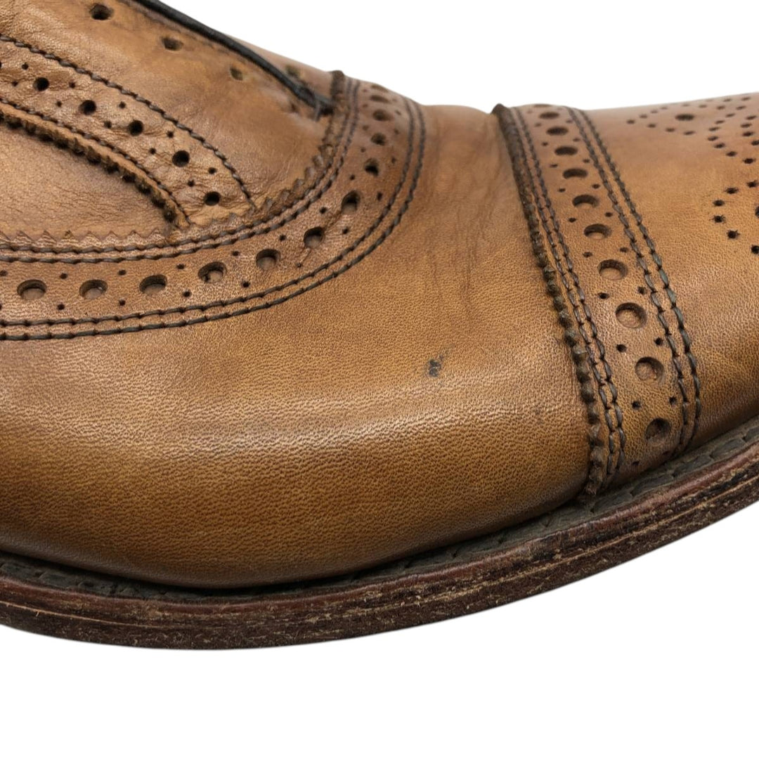 Allen Edmonds Strand Semi-Brogue Straight Tip Shoes, Made in USA, Size 9 B Men's 27.0cm genuine leather brown type Vintage Second Hand