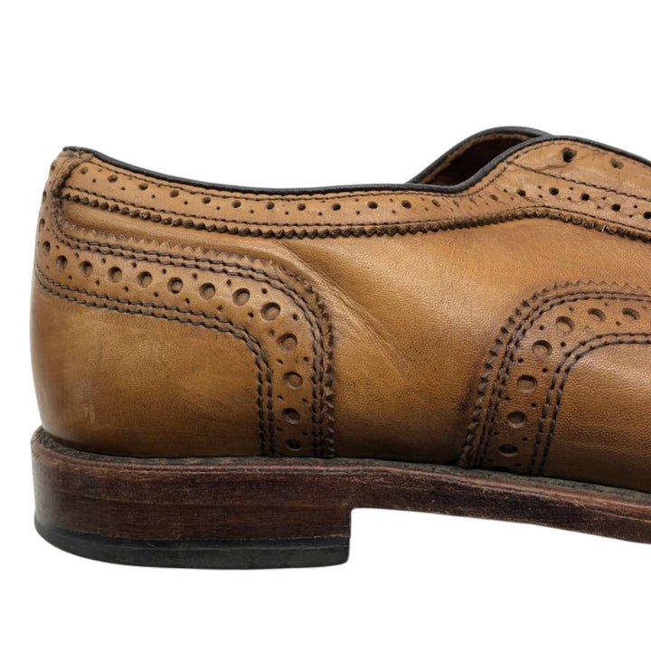 Allen Edmonds Strand Semi-Brogue Straight Tip Shoes, Made in USA, Size 9 B Men's 27.0cm genuine leather brown type Vintage Second Hand